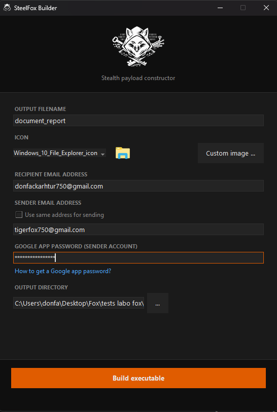 SteelFox Builder GUI